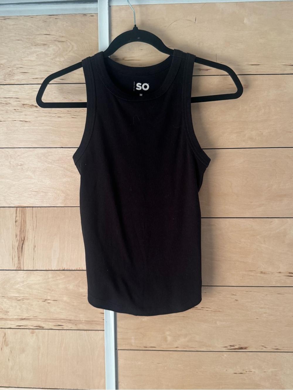 SO Black Ribbed Sleeveless Tank Top